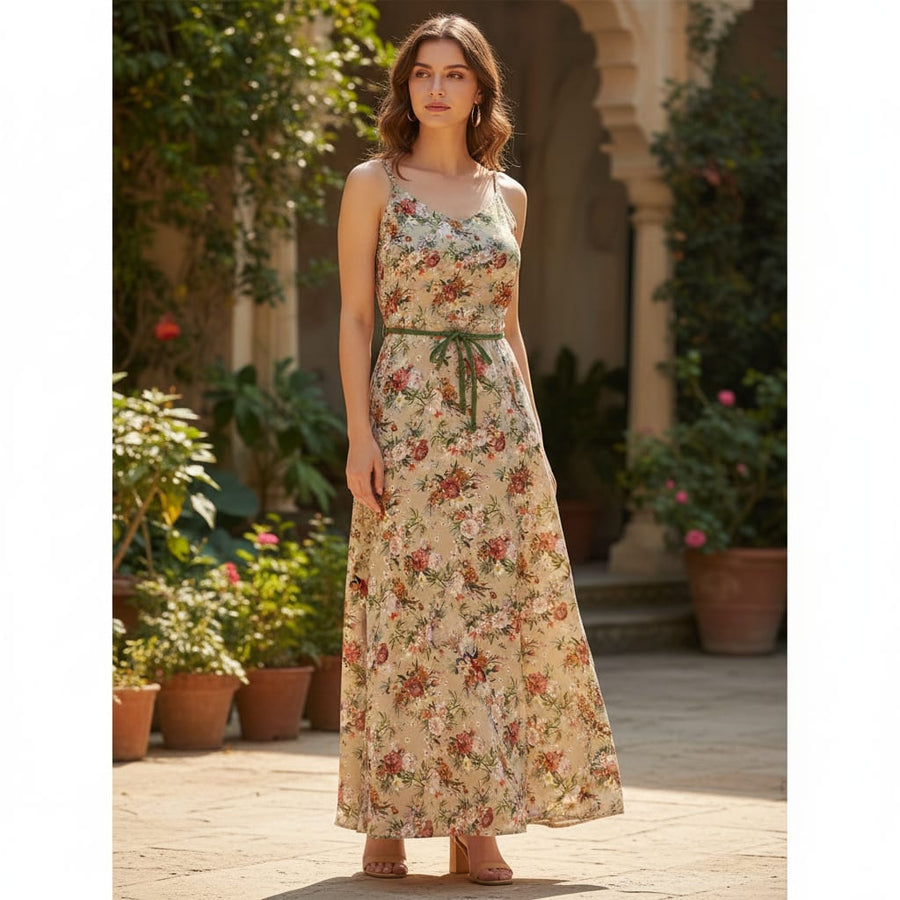 Morden Colour Flower Bunch Digital Printed Fabric - Silk Crepe