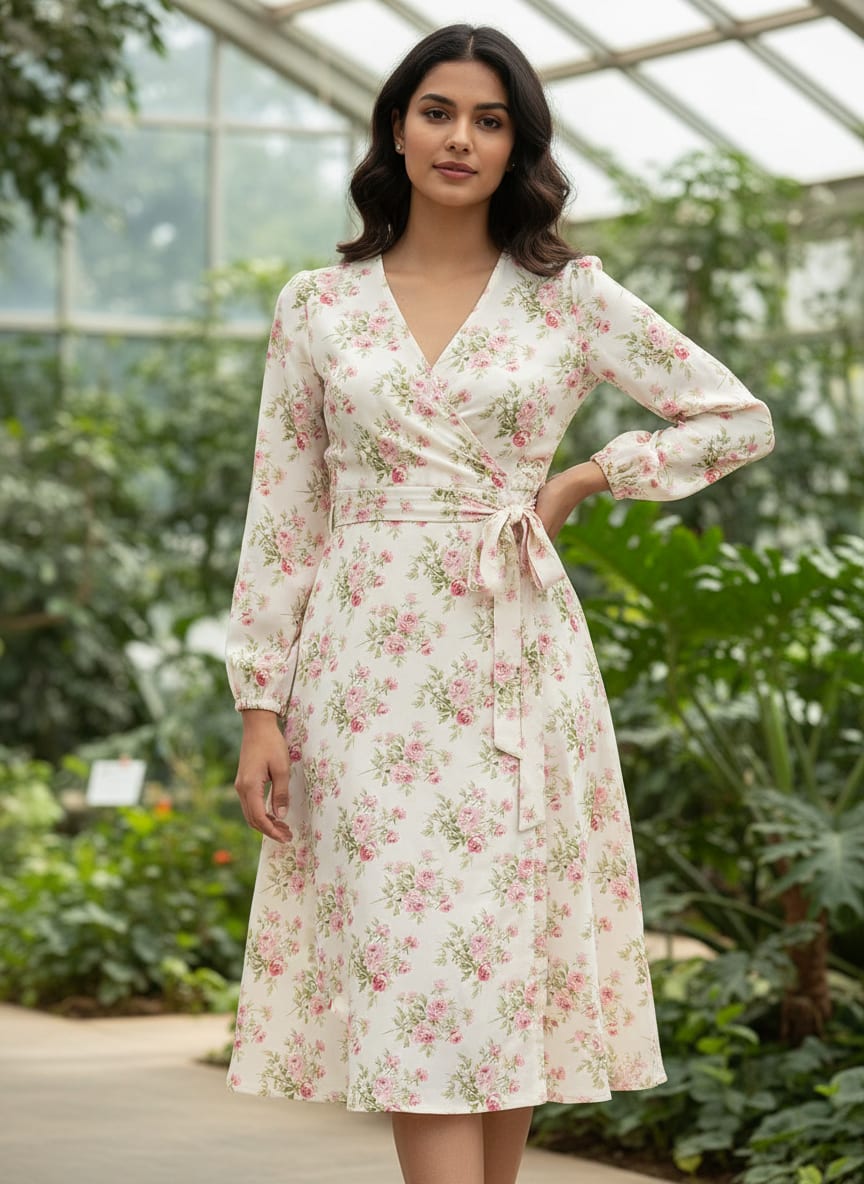 Attractive Summer Pink Roses Seamless Digital Printed Fabric - Weightless