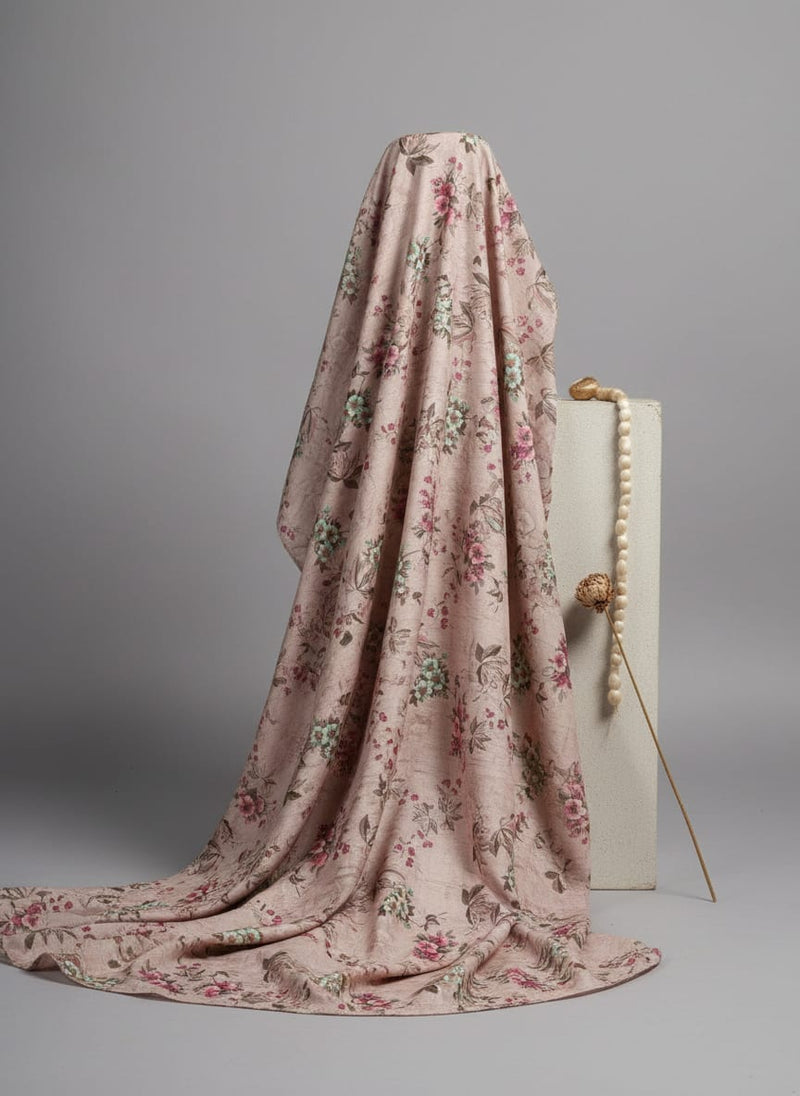 Tiny Sunflower Pista With Mandys Pink Digital Printed Fabric - Kora Silk