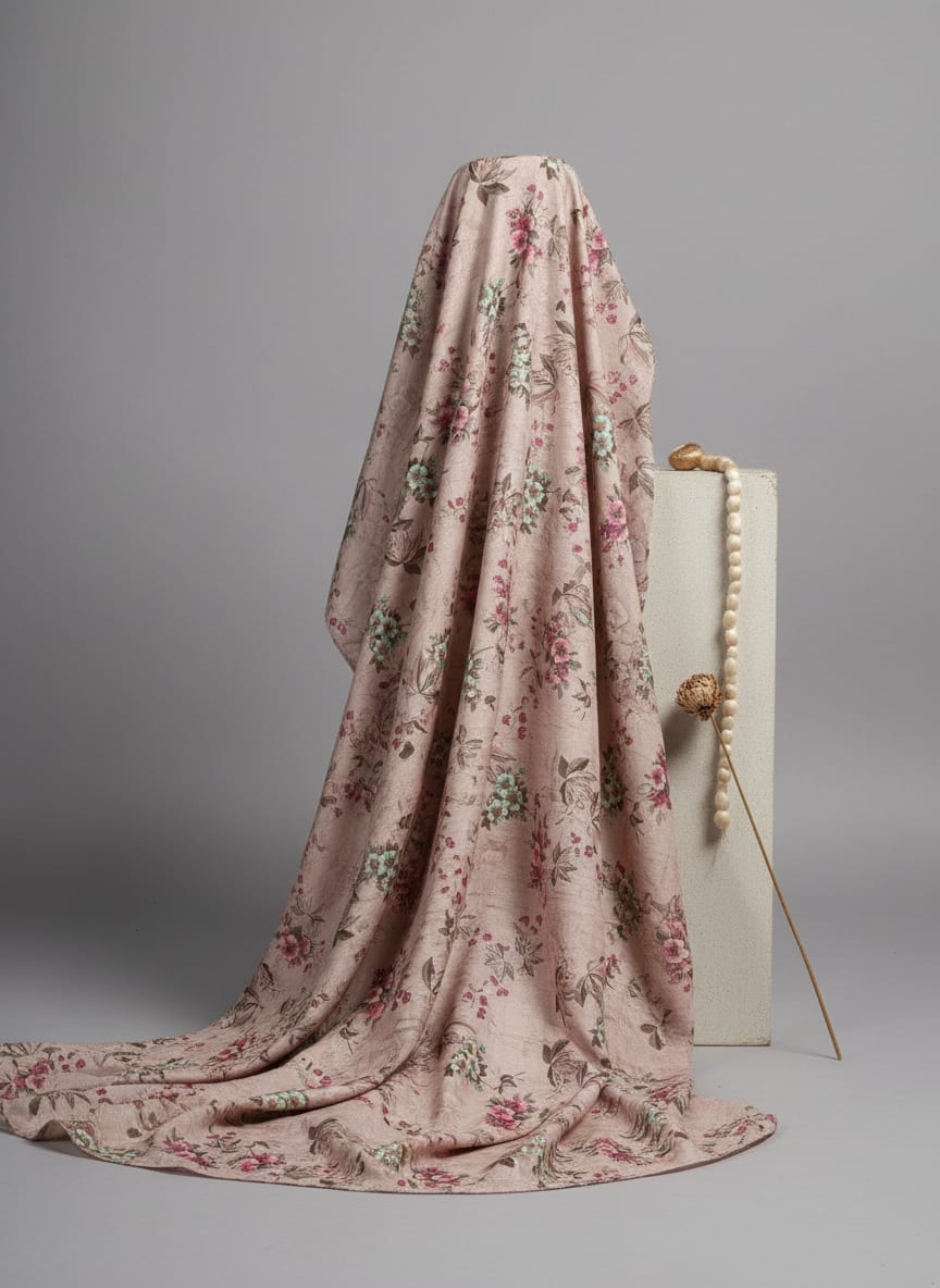 Tiny Sunflower Pista With Mandys Pink Digital Printed Fabric - Kora Silk