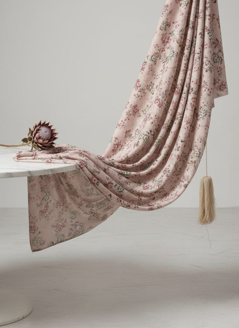 Peach Dainty Floral Bouquet Print Pure Cotton Digital Printed Fabric