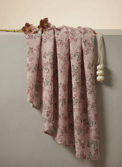 Peach Vintage Ditsy Floral Pure Georgette Digital Printed Fabric