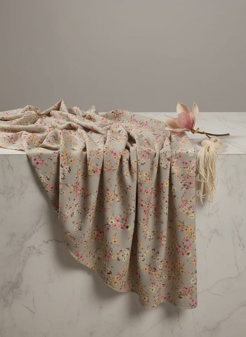 Beautiful Ditsy Gold Sand With Pot Pourri Colour Digital Printed Fabric - Rayon