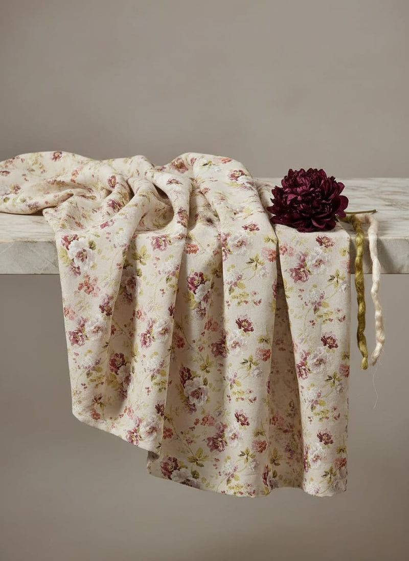 Watercolour Paint English Flower Digital Printed Fabric - Cotton
