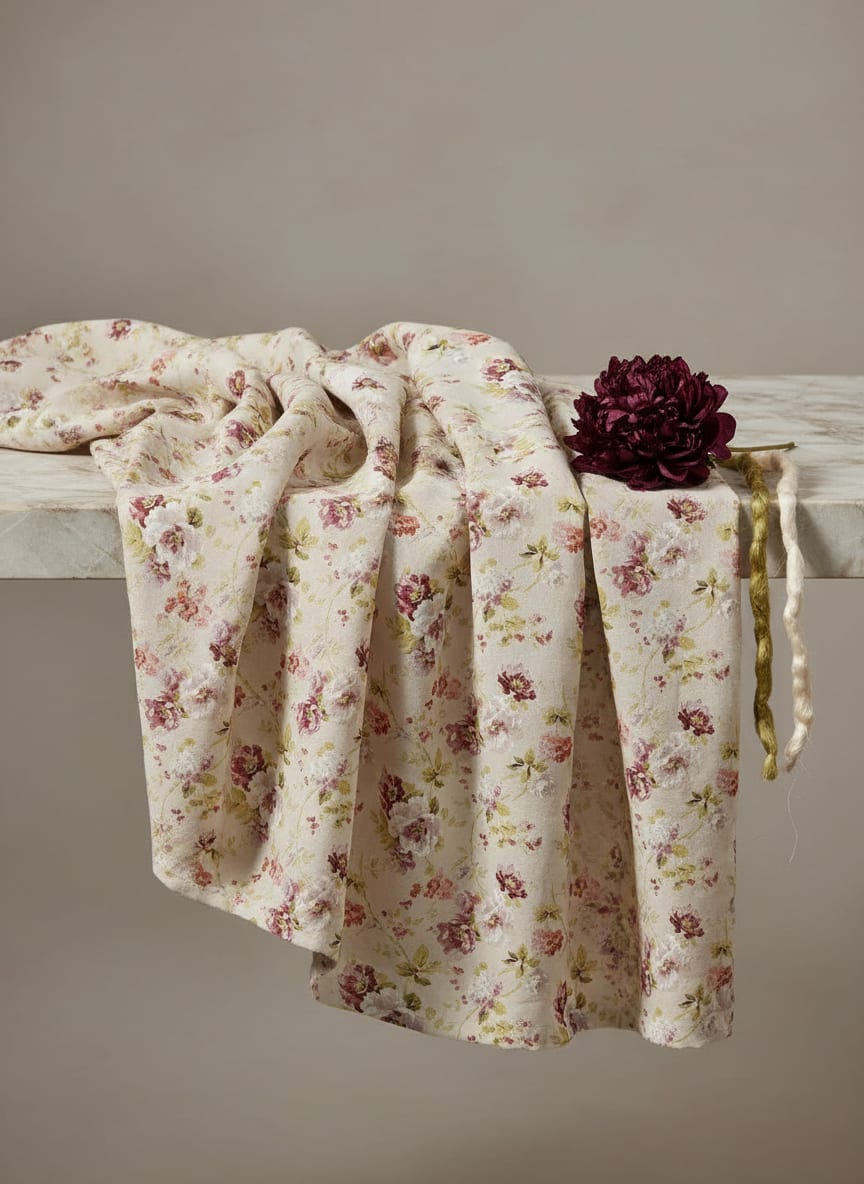 Watercolour Paint English Flower Digital Printed Fabric - Cotton