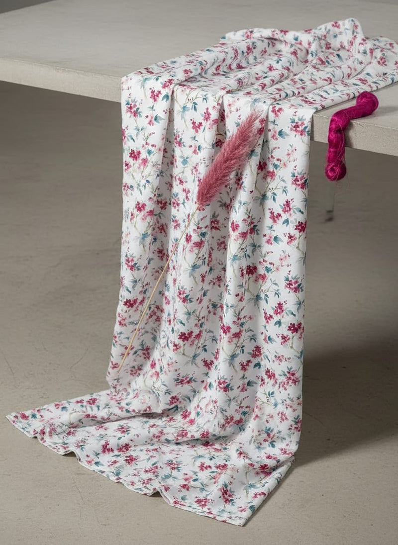 Beautiful Garden Iris Flower Digital Printed Fabric - Silk Crepe