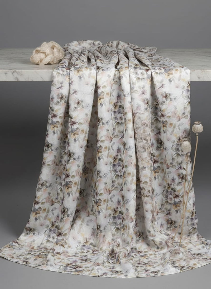 Vintage Pattern Of Chintz And Leaves Digital Printed Fabric - Japan Satin