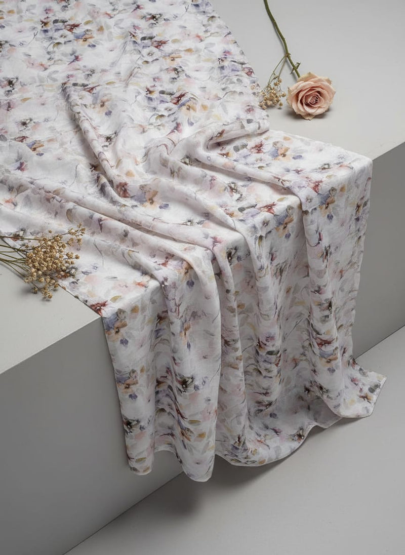 Vintage Pattern Of Chintz And Leaves Digital Printed Fabric - Kora Silk