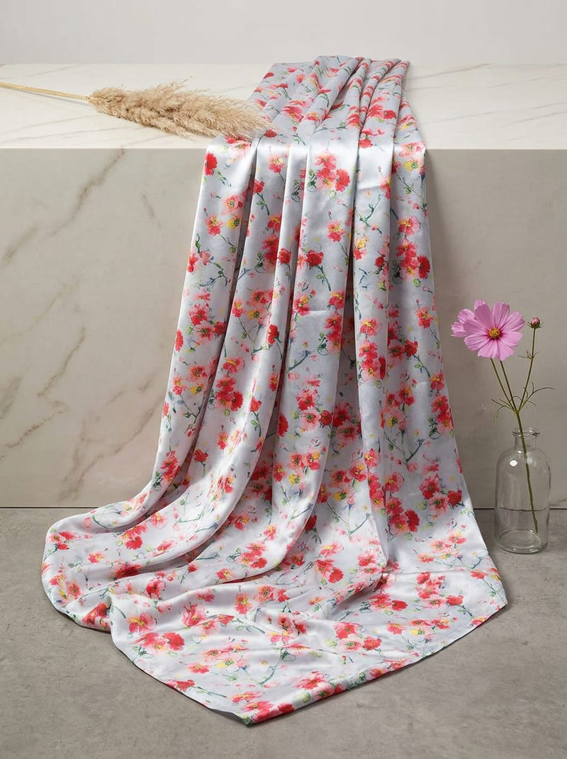 Multicolor Watercolor Floral Blossom Japan Satin Digital Printed Fabric
