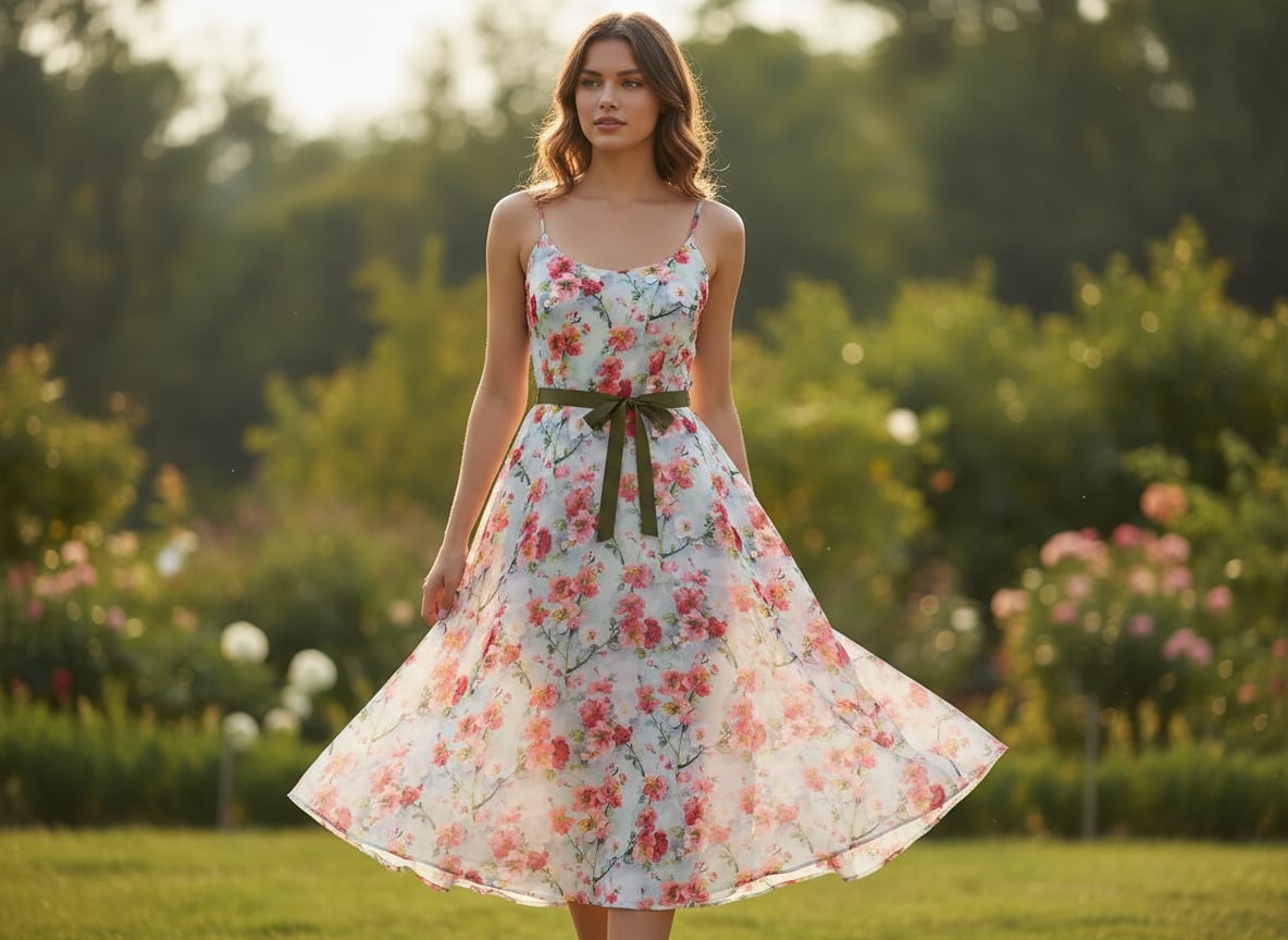 Multicolor Painterly Blossom Floral Weightless Digital Printed Fabric