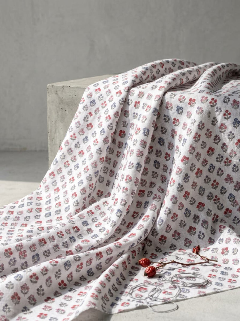 Multicolor Small Floral Buti Linen Digital Printed Fabric