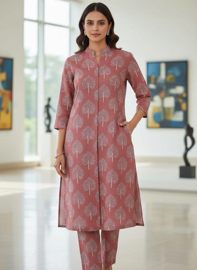 Simply Mimi Leaves Pattern Digital Printed Fabric - Linen