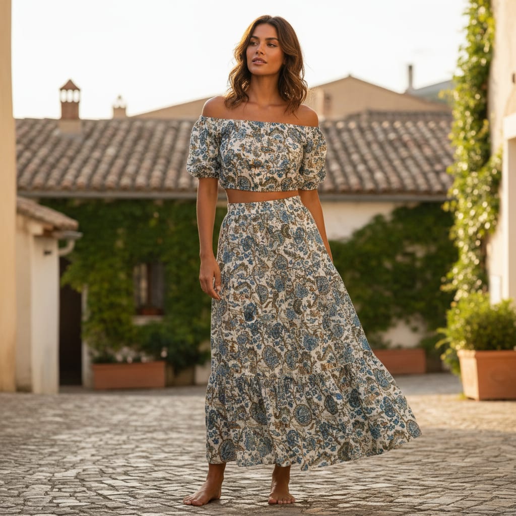 Western Acanthus Flower Jungle Digital Printed Fabric - Linen