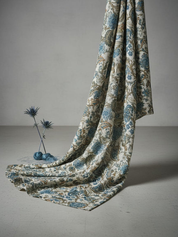 Western Acanthus Flower Jungle Digital Printed Fabric - Linen