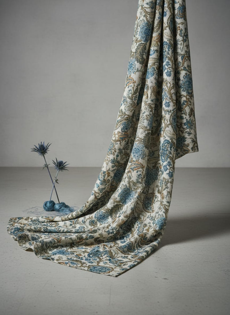 Western Acanthus Flower Jungle Digital Printed Fabric - Linen