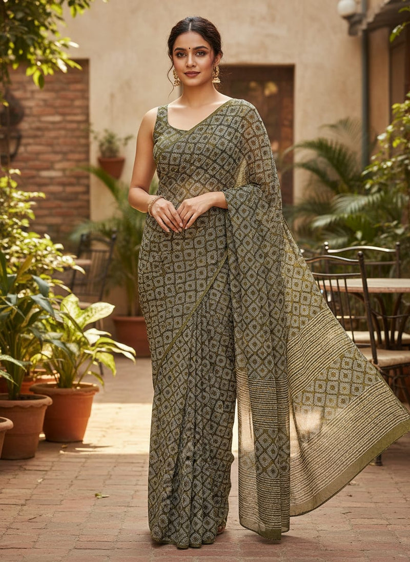 Beautiful Geometric Diamond Cut Glass Digital Printed Fabric - Pure Georgette