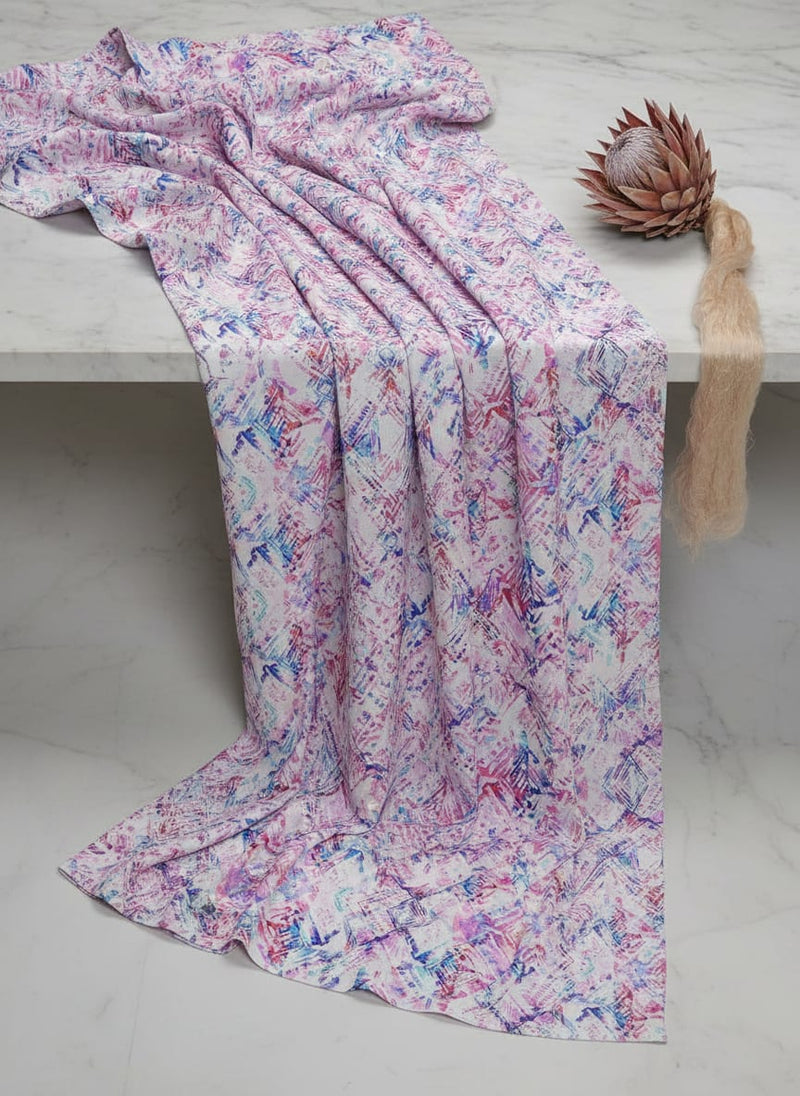 Geometric Colourful Water paint Digital Printed Fabric - Upada Silk