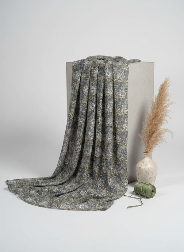 Grey Geometric Stone Pavement Pure Chinon Digital Printed Fabric - Fabric Editorial Studio Flatlay Lookbook - PC-0-TA0107-106