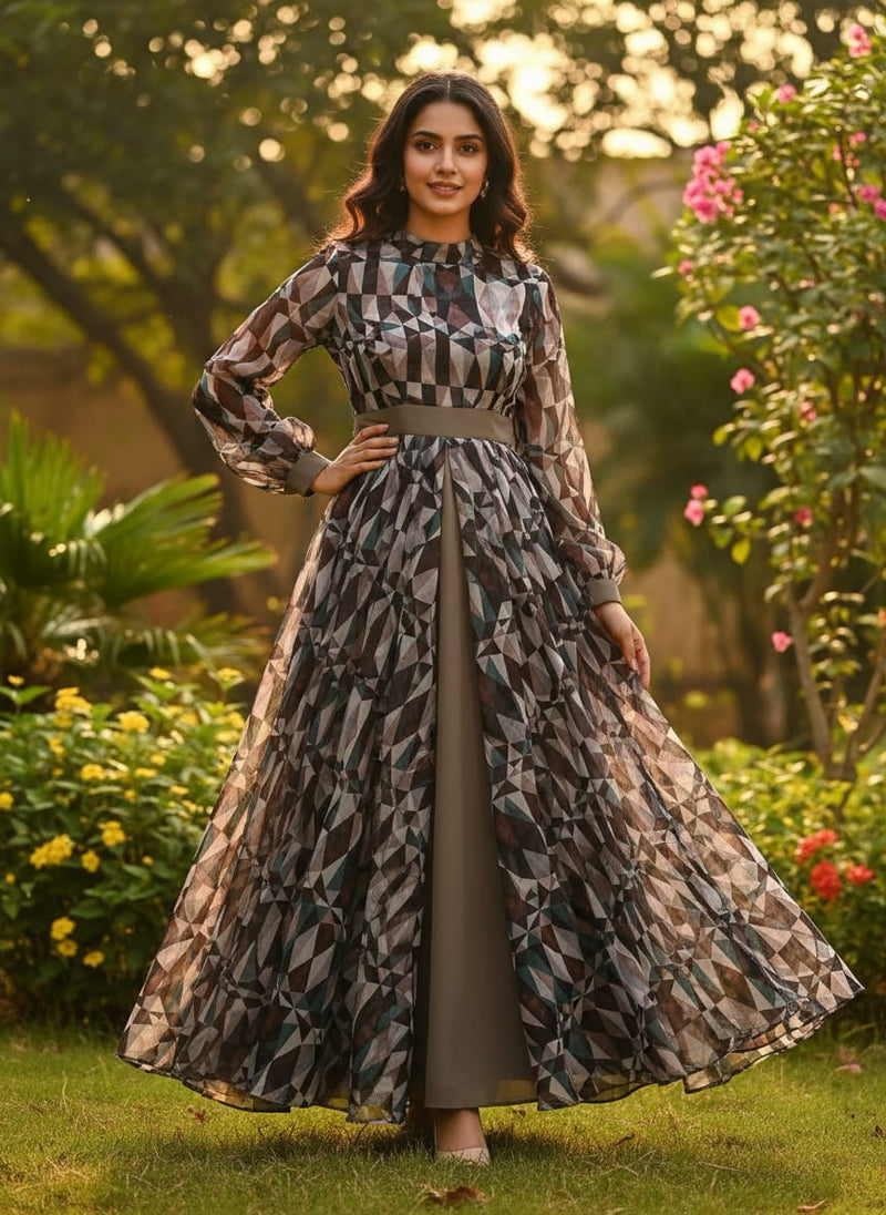 Seamless Lattice Multicolour Repeat Digital Printed Fabric - Pure Georgette