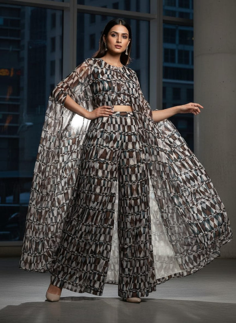 Seamless Lattice Multicolour Repeat Digital Printed Fabric - Pure Chiffon