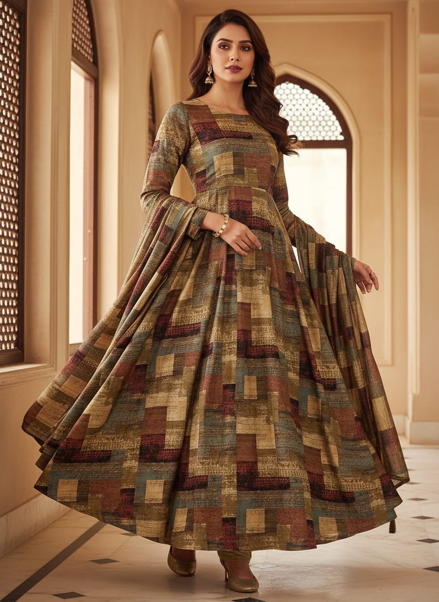 Decorative Morden Art Digital Printed Fabric - Upada Silk