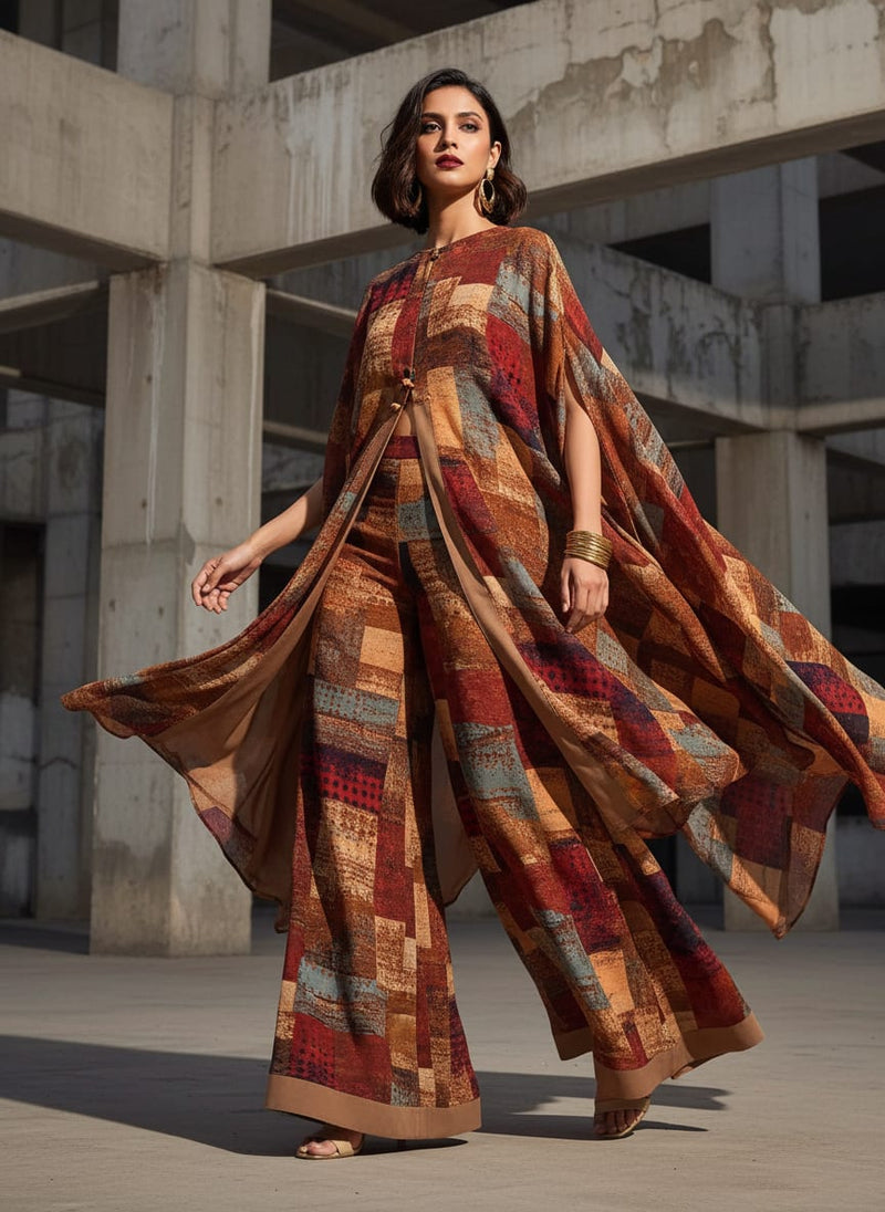 Decorative Morden Art Digital Printed Fabric - Pure Georgette