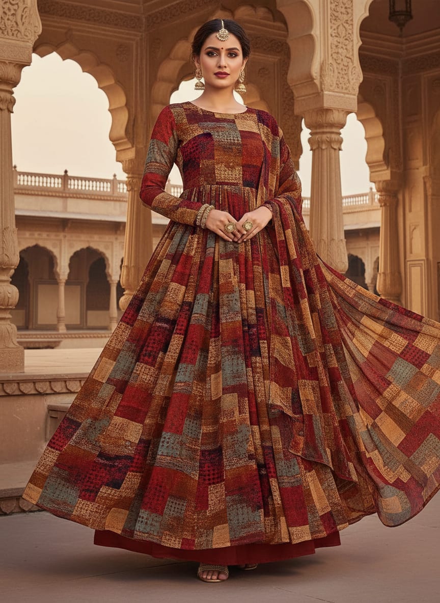 Decorative Morden Art Digital Printed Fabric - Pure Georgette