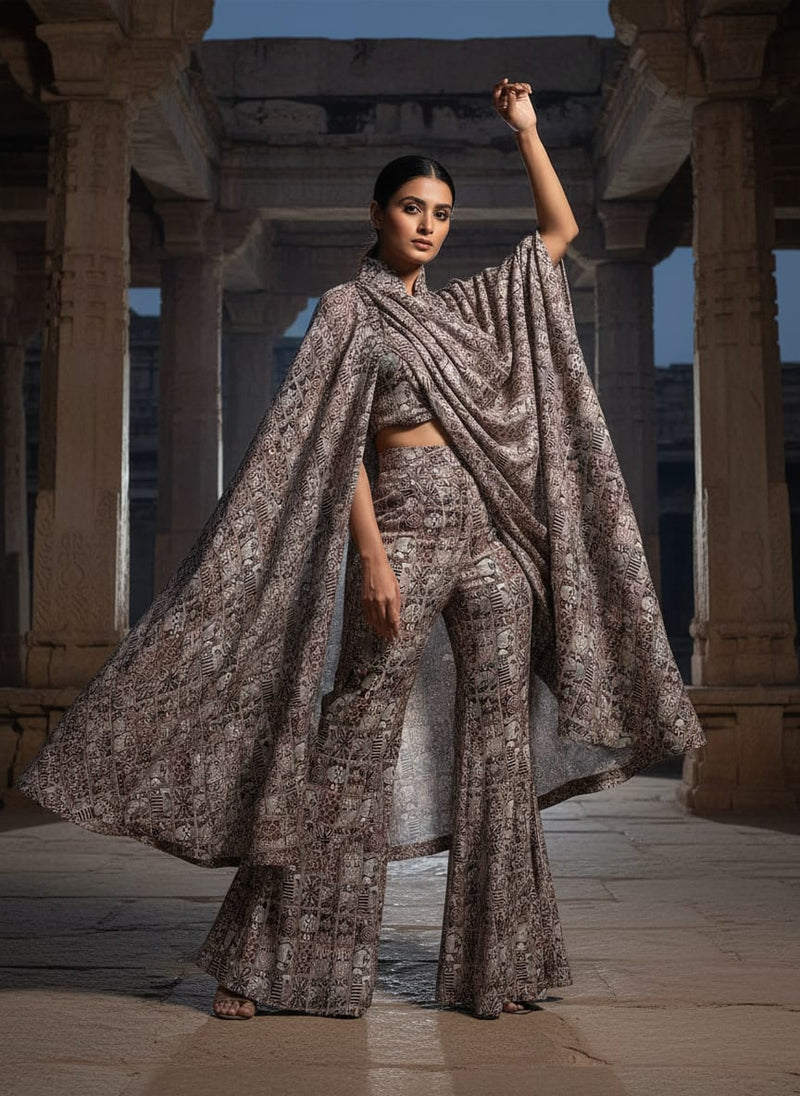 Greek Art Of Multitype Pattern Digital Printed Fabric - Upada Silk