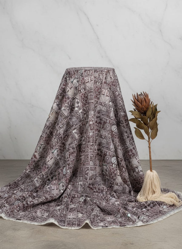 Greek Art Of Multitype Pattern Digital Printed Fabric - Pure Chinon - Fabric Editorial Studio Flatlay Lookbook - PC-0-TA0127-106