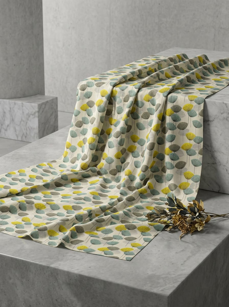 Multicolor Stylized Botanical Tree Print Upada Silk Digital Printed Fabric