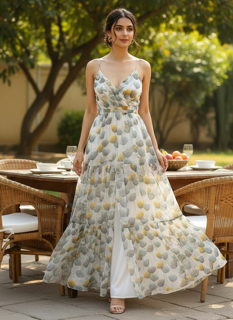 Tiny Beautiful Galliano Colour Flower Digital Printed Fabric - Pure Chiffon