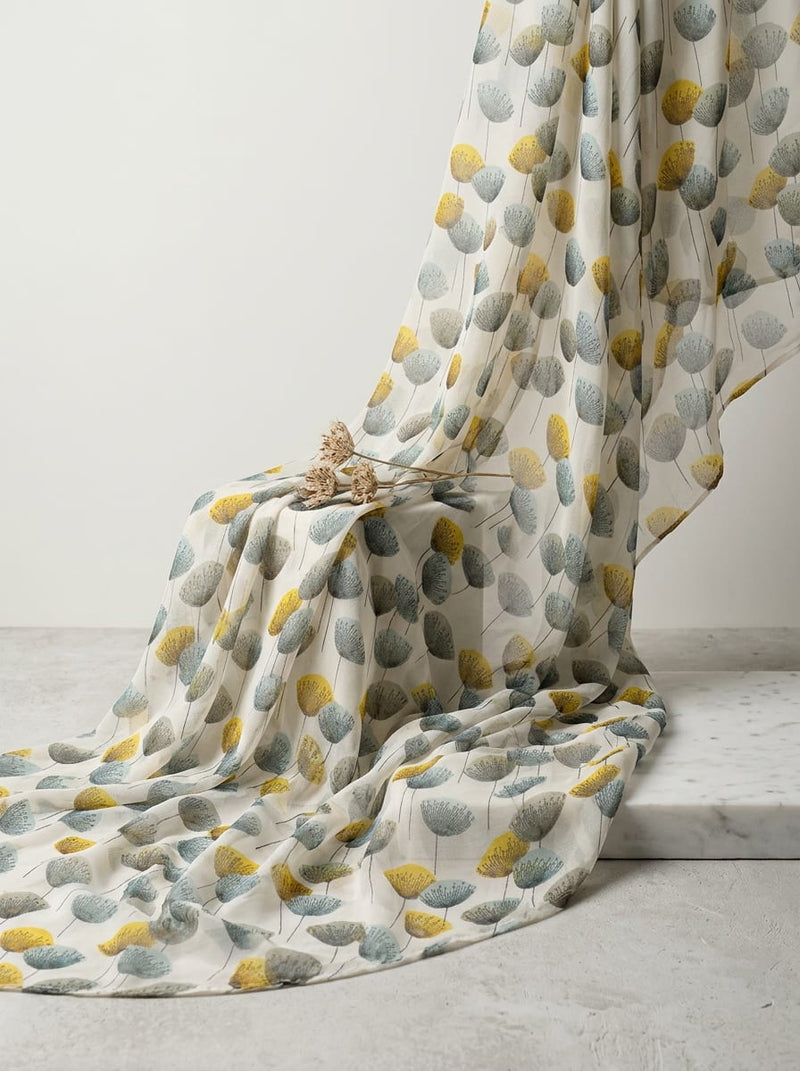 Multicolor Abstract Dandelion Seed Print Pure Chiffon Digital Printed Fabric