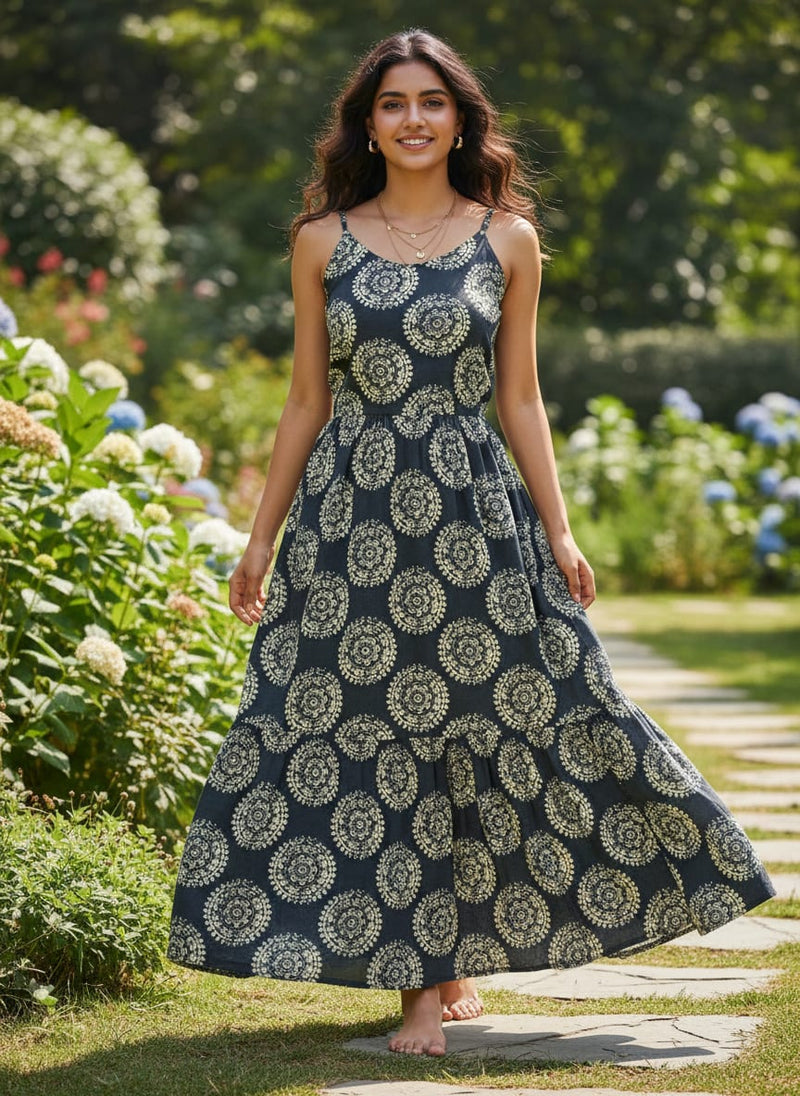Seamless Rounded Suzani Art Digital Printed Fabric - Poly Muslin