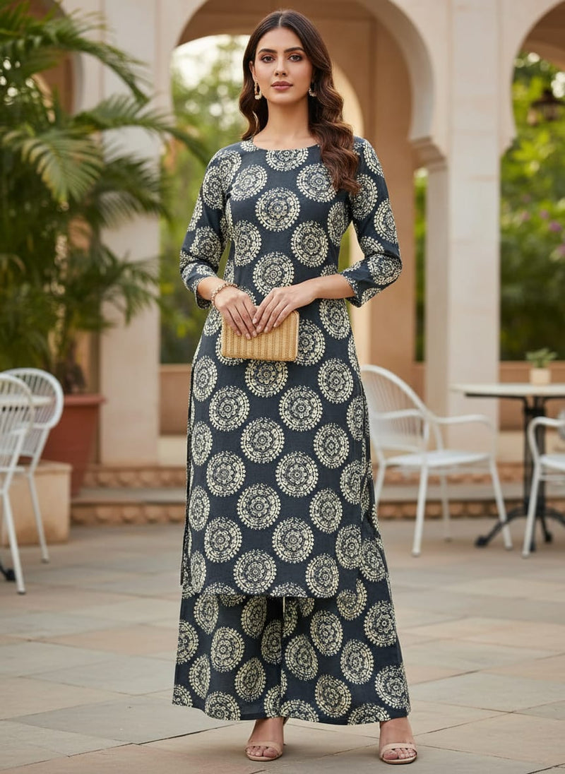 Seamless Rounded Suzani Art Digital Printed Fabric - Poly Muslin