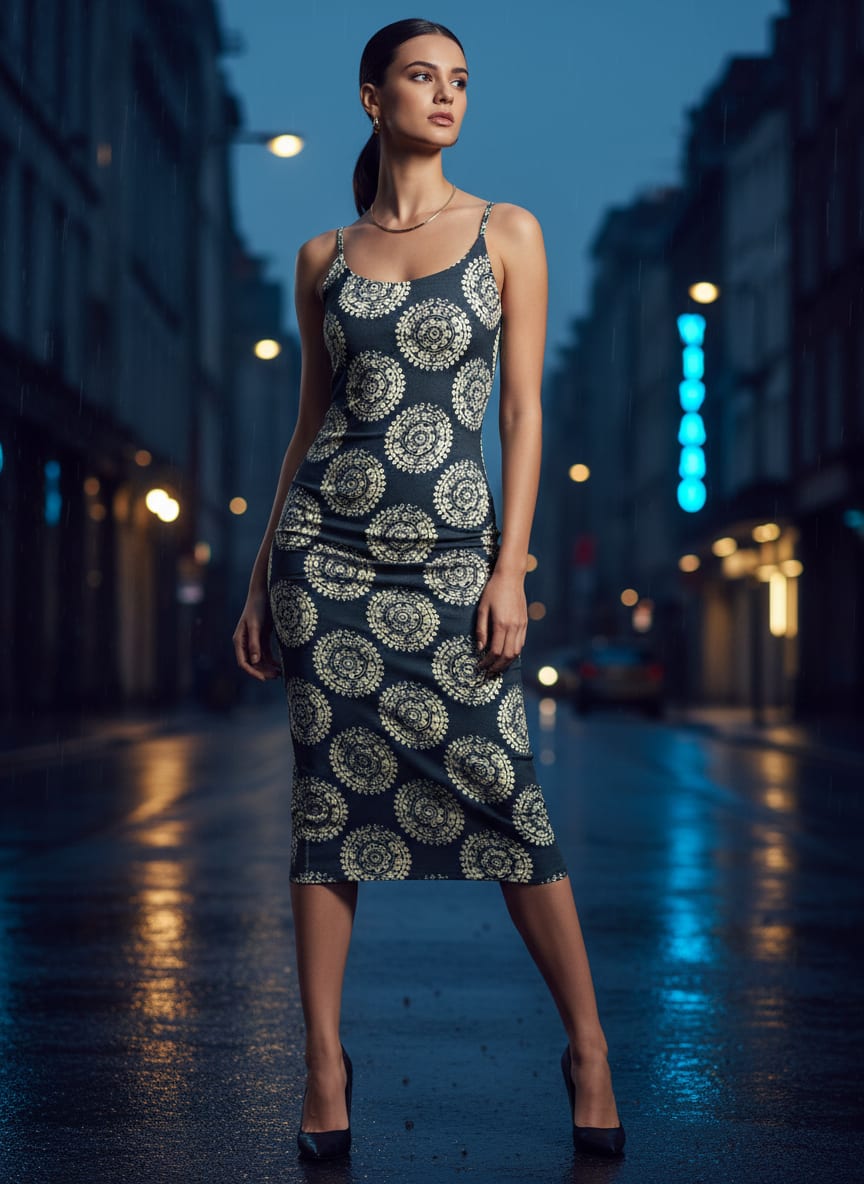 Seamless Rounded Suzani Art Digital Printed Fabric - Silk Crepe