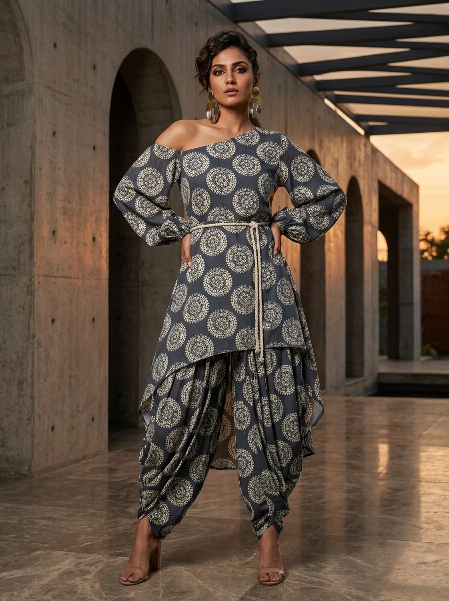 Navy Ethnic Mandala Medallion Pure Muslin Digital Printed Fabric