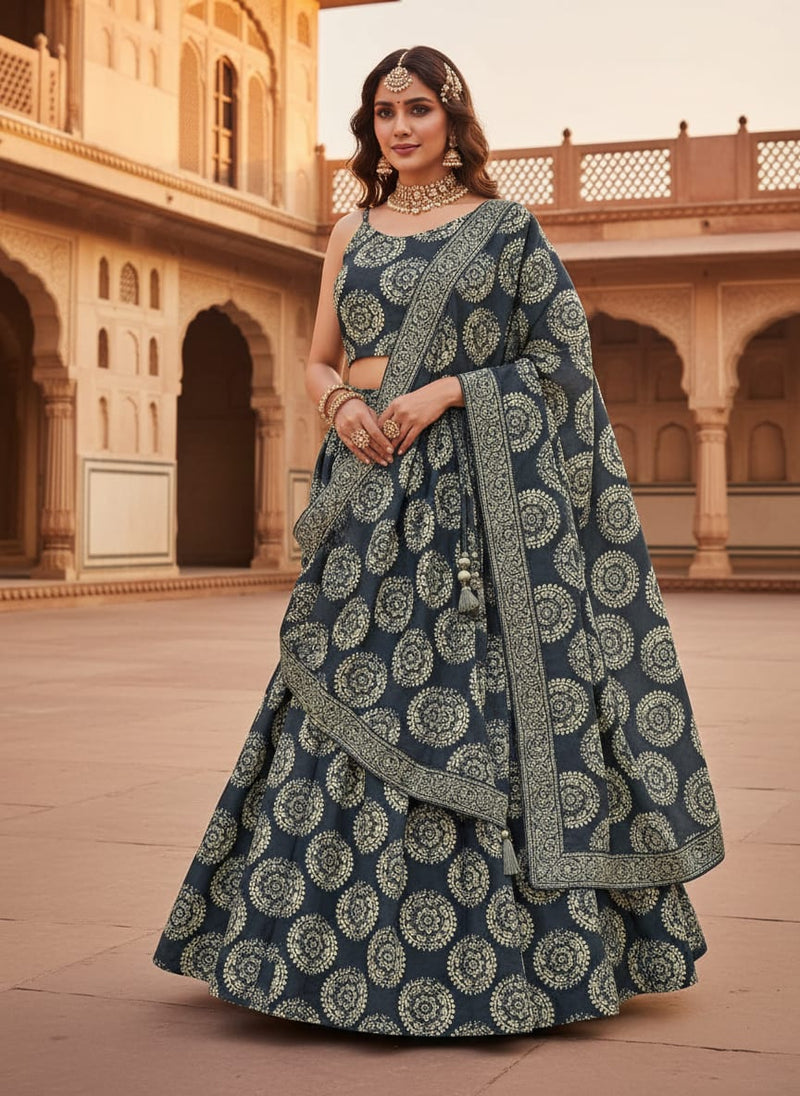 Seamless Rounded Suzani Art Digital Printed Fabric - Upada Silk
