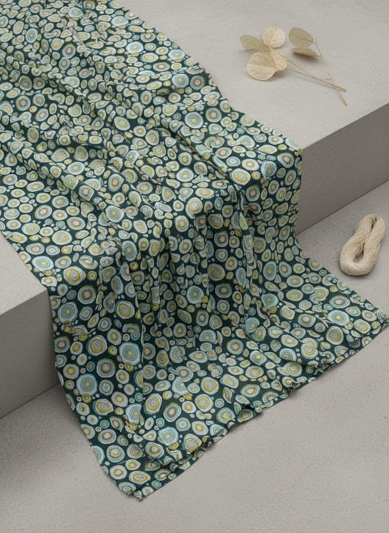 Casual Colourful Watercolour Rounded Digital Printed Fabric - Pure Georgette
