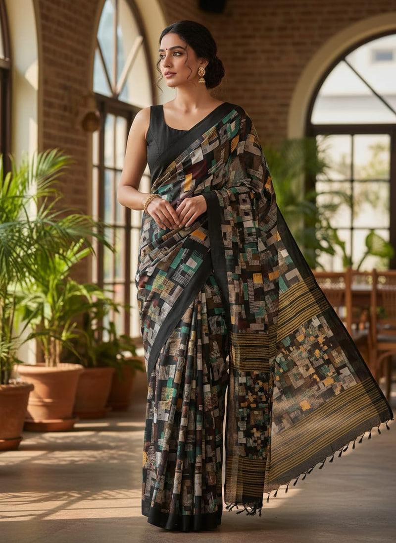 Trendy Colourful Puzzle Decorative Digital Printed Fabric - Kora Silk