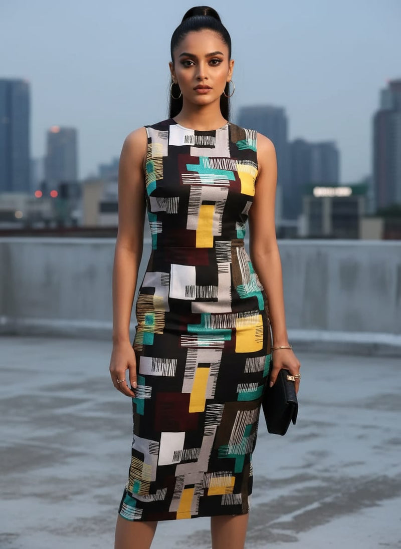 Trendy Colourful Puzzle Decorative Digital Printed Fabric - Silk Crepe