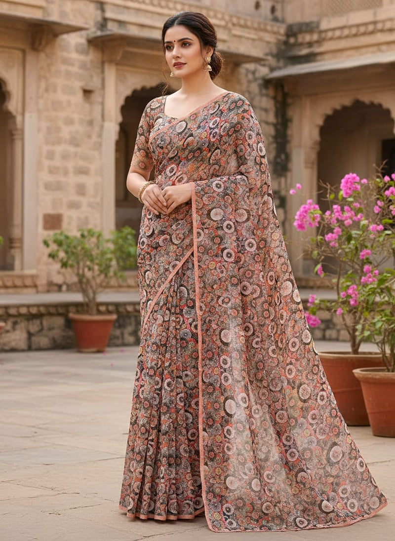 Glam Polished Multicolour Rounded Digital Printed Fabric - Weightless