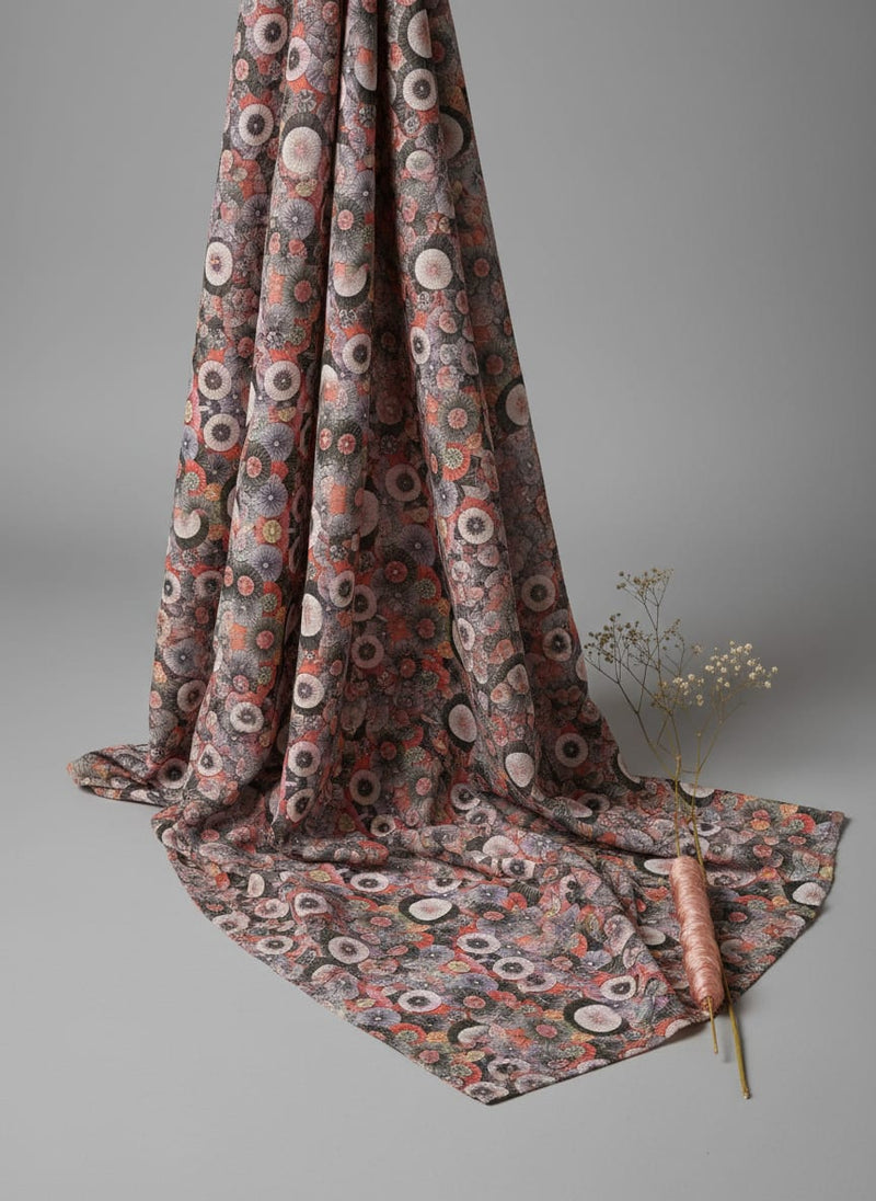 Glam Polished Multicolour Rounded Digital Printed Fabric - Weightless
