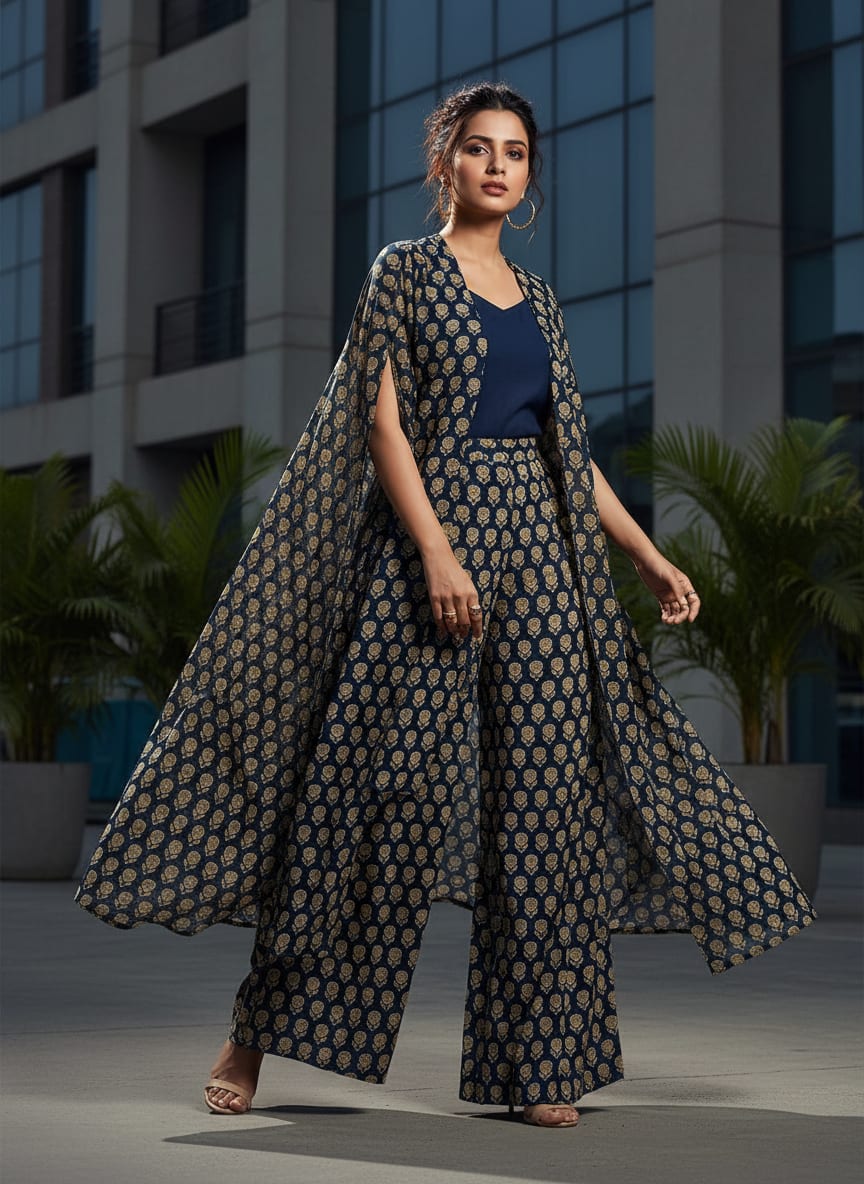 Simply Gradient Sunflower With Blue Background Digital Printed Fabric - Pure Georgette