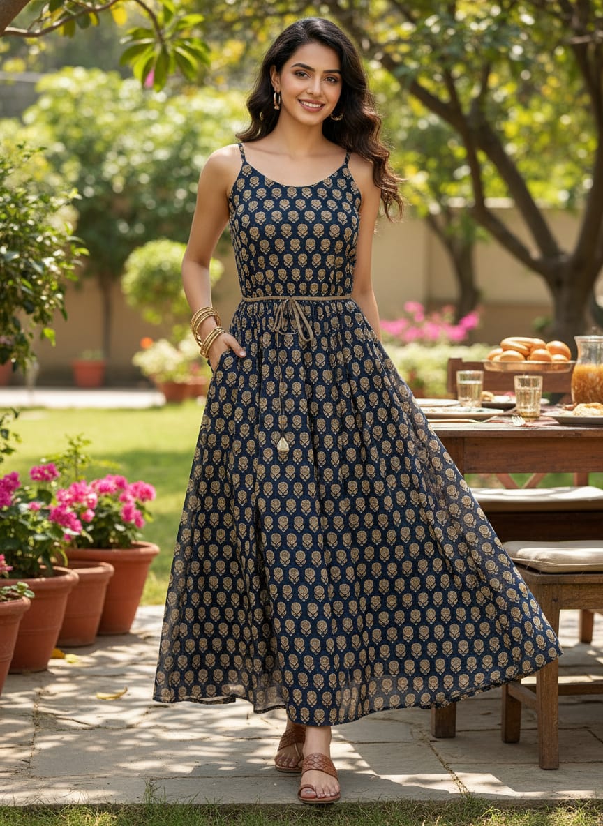 Simply Gradient Sunflower With Blue Background Digital Printed Fabric - Pure Georgette