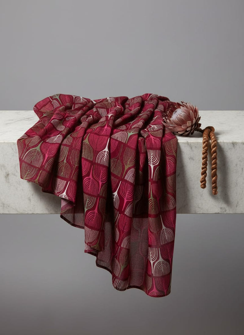 Bold Colourful Mahogany Leaf Digital Printed Fabric - Pure Georgette