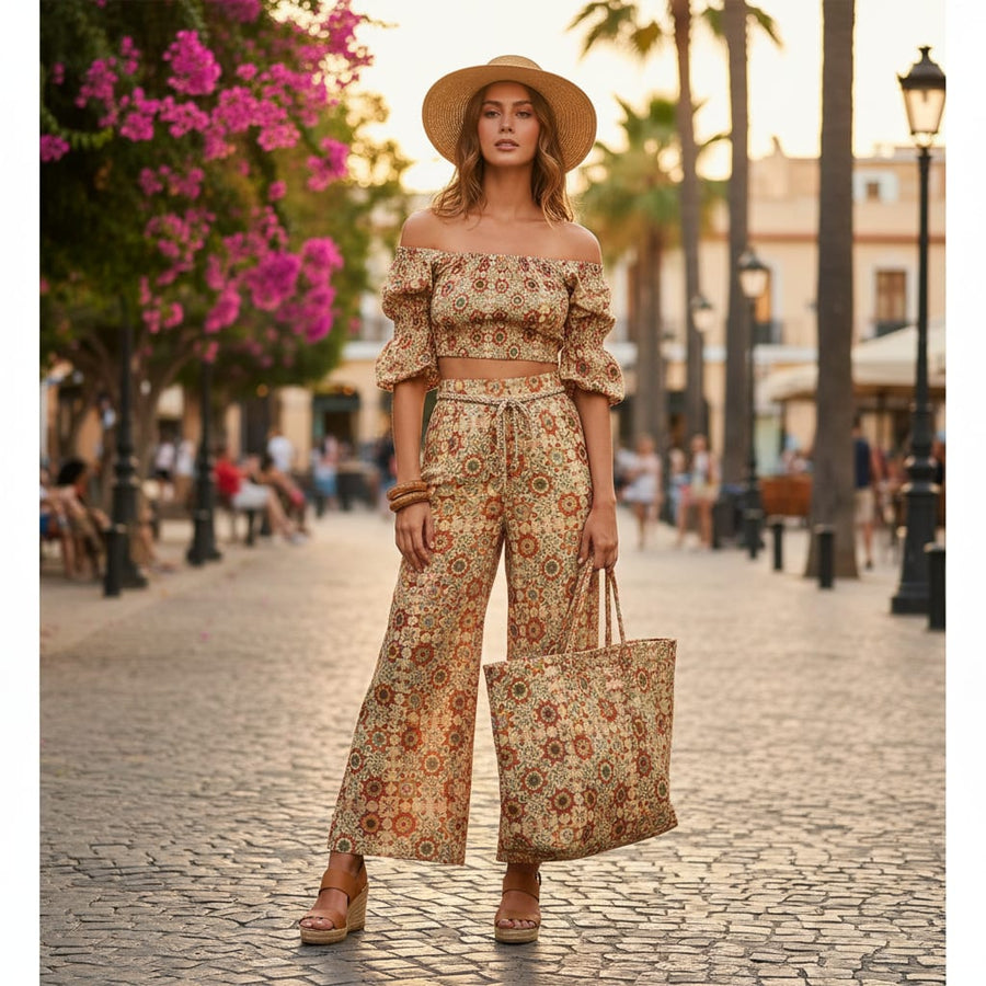 Vintage And Inspire Suzani With Leaves Digital Printed Fabric - Cotton