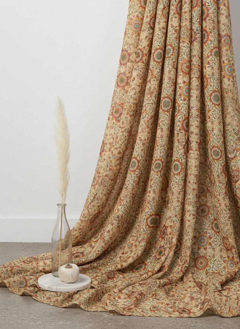 Vintage And Inspire Suzani With Leaves Digital Printed Fabric - Pure Georgette