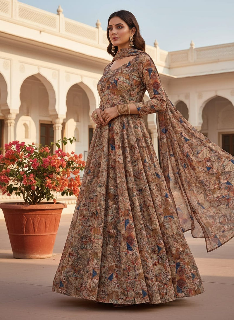 Clothes Pieces With Doted Pattern Digital Printed Fabric - Upada Silk