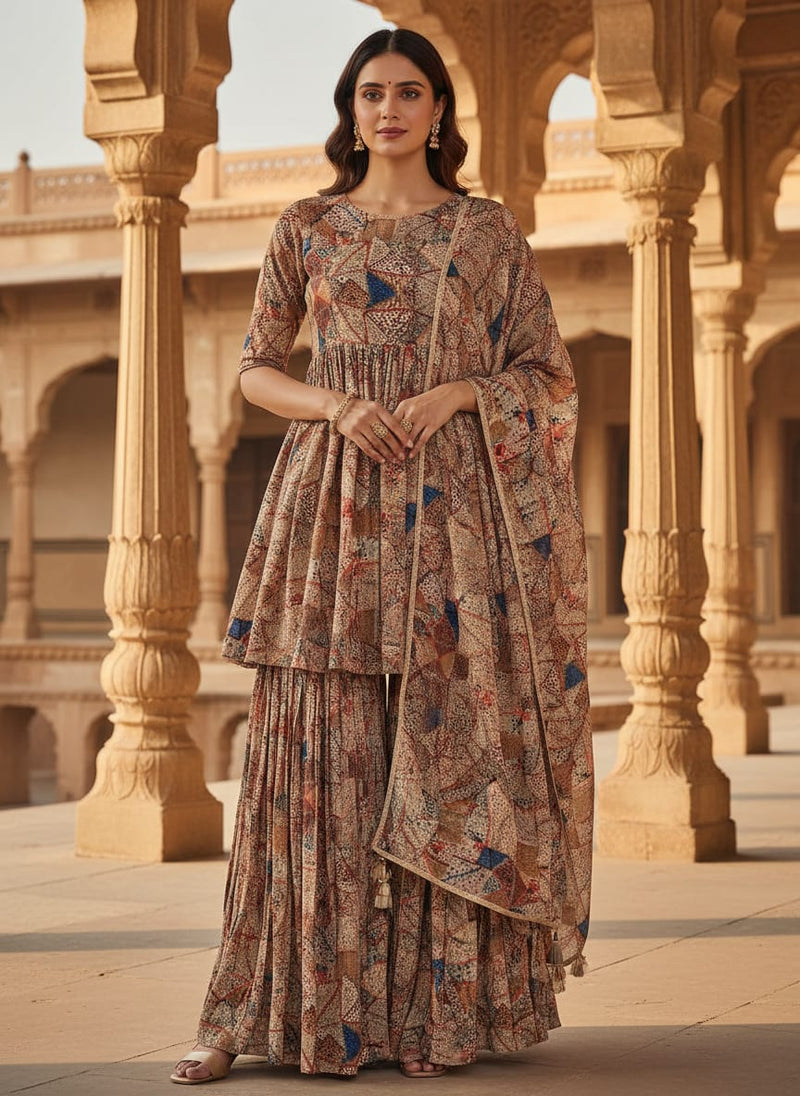 Clothes Pieces With Doted Pattern Digital Printed Fabric - Upada Silk