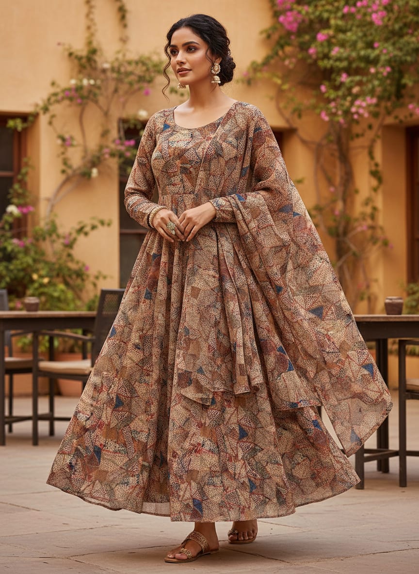 Clothes Pieces With Doted Pattern Digital Printed Fabric - Pure Georgette